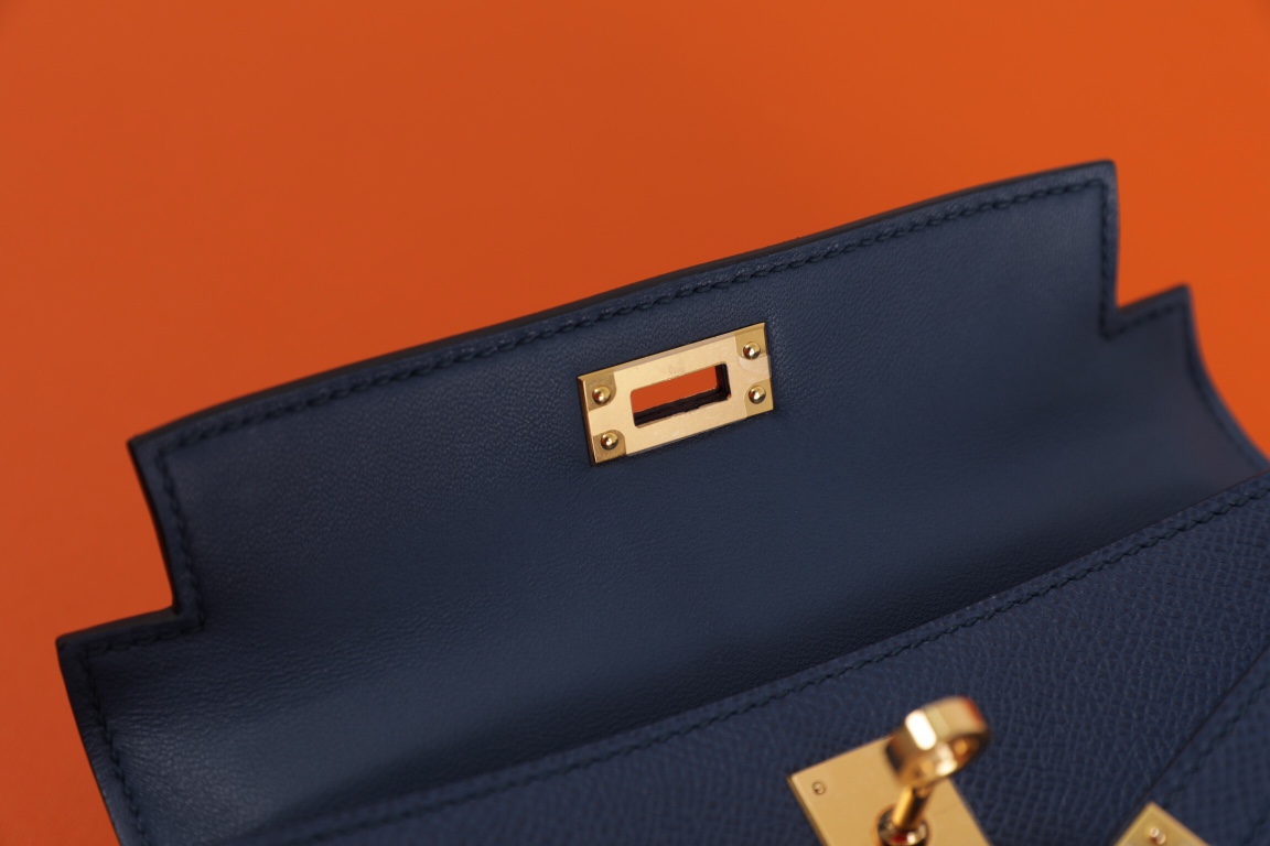 에르메스 미니 켈리백 미드나잇블루 금장 앱송